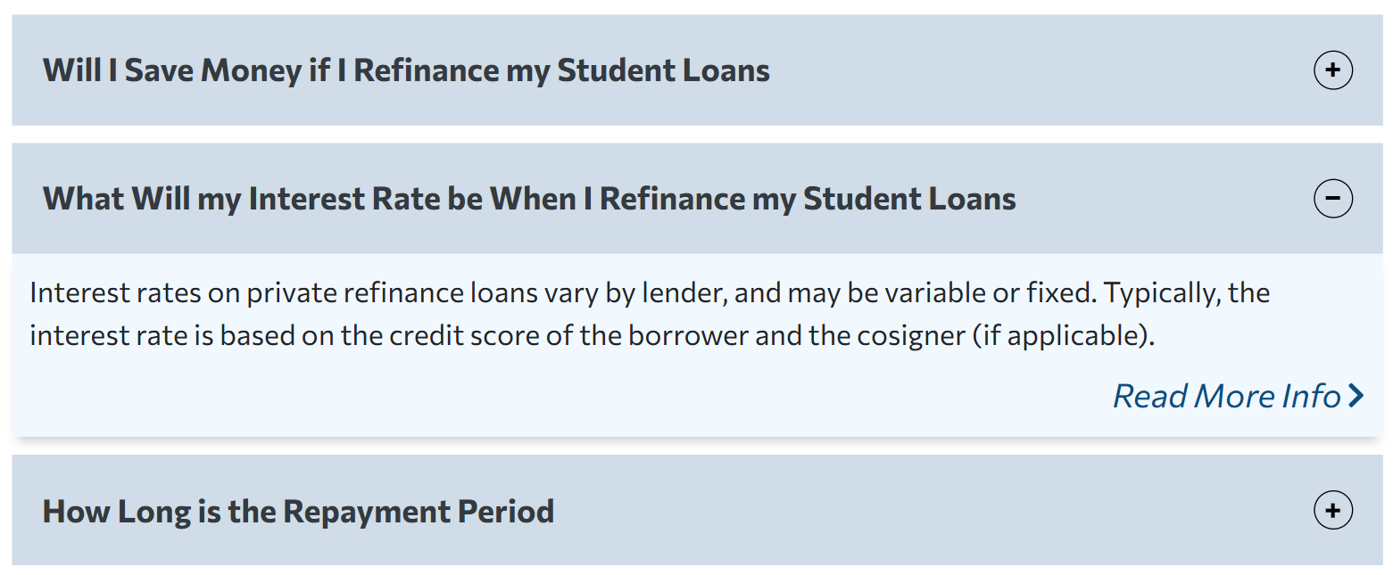 Student Loan FAQ Accordion