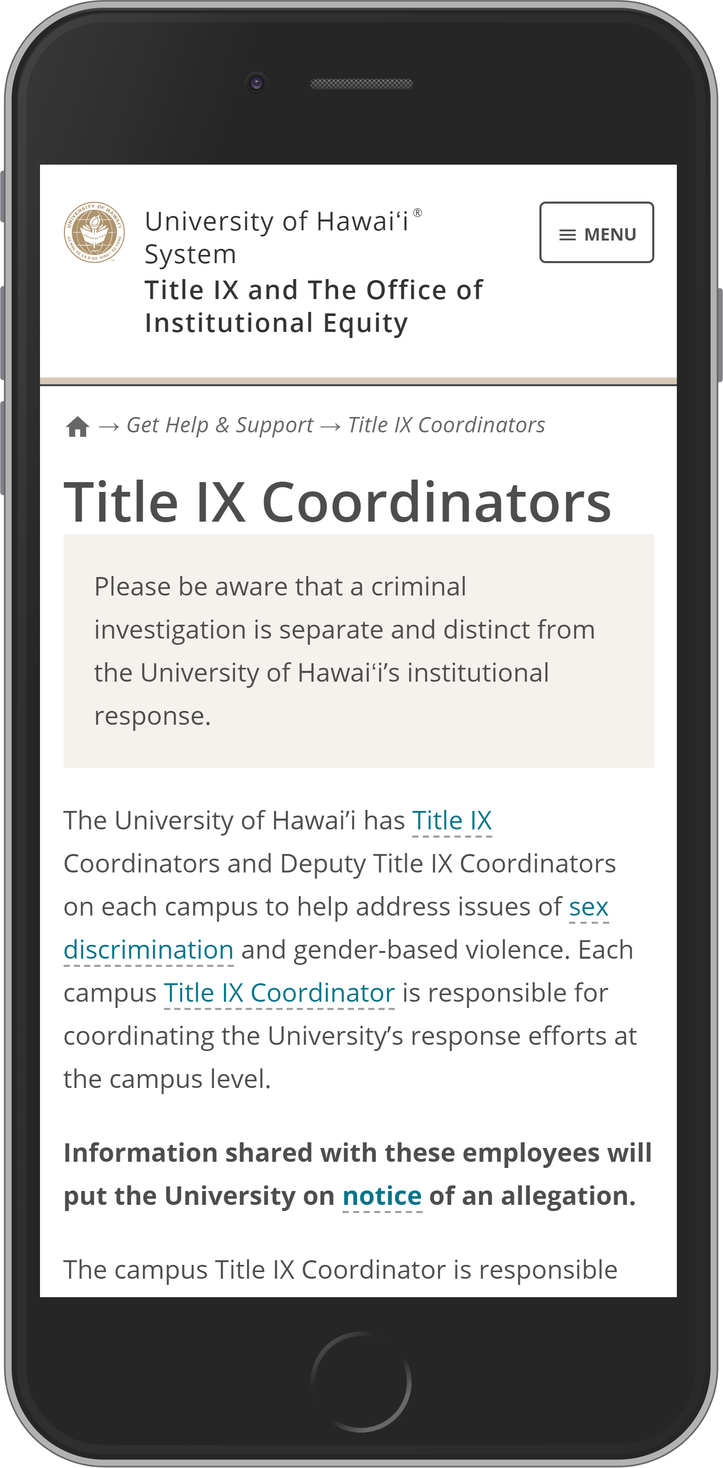 Title IX and The Office of Institutional Equity
