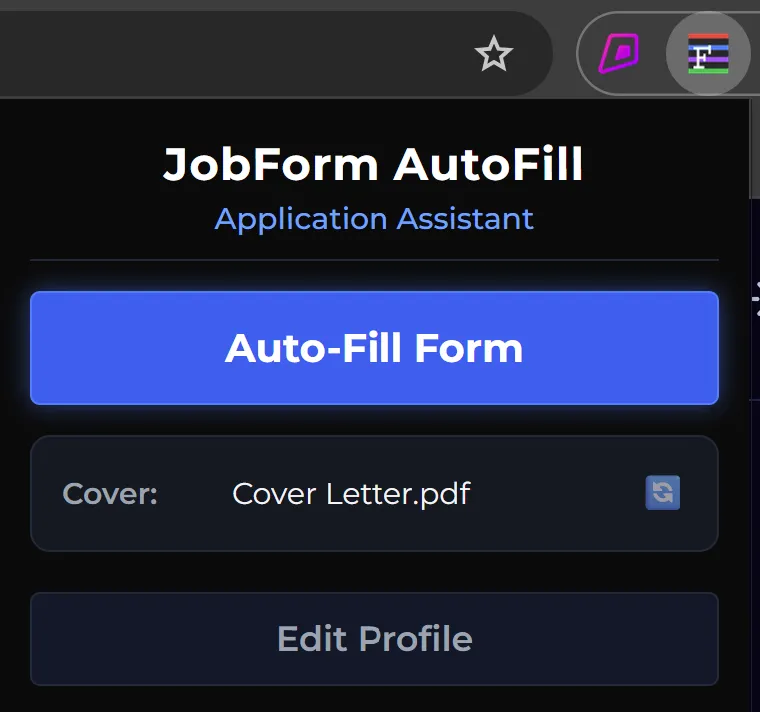 JobForm AutoFill Chrome Extension Popup