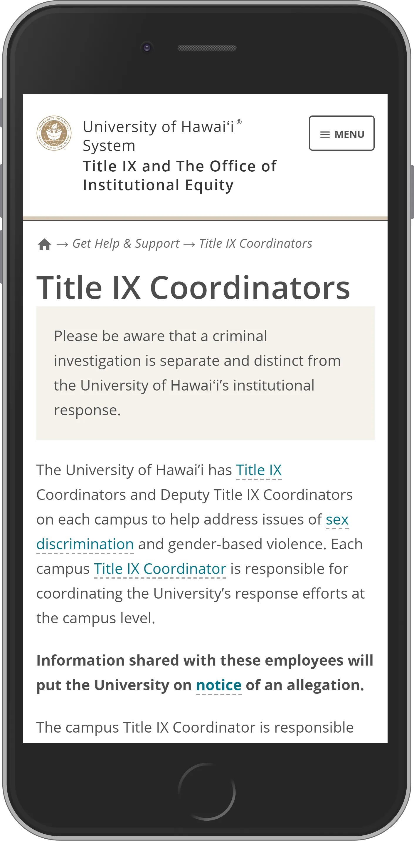 Title IX and The Office of Institutional Equity